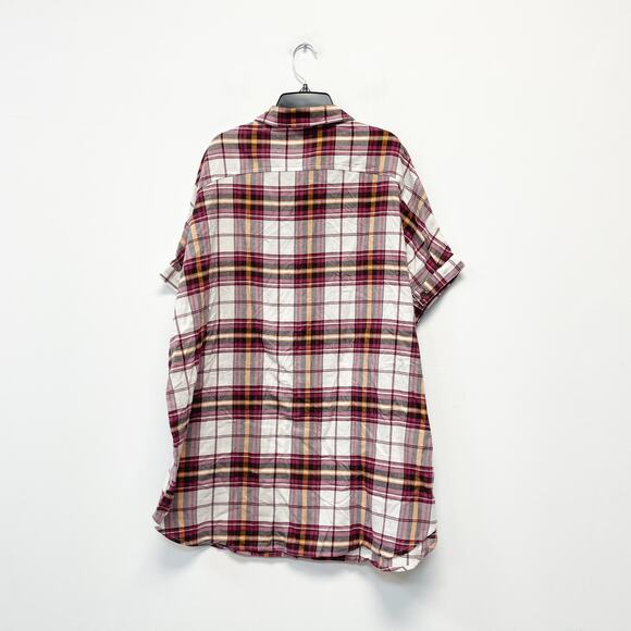 Ascot & Hart NWT Women's XS Purple Brown Plaid Graphic Button Down Shirt Dress - Picture 5 of 5